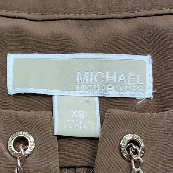 Michael Kors Brown Sheath Dress with Crew Neck and 3/4 Sleeves - Picture 12 of 12